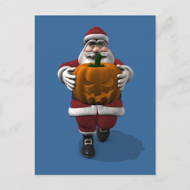Postal Festiva Santa Claus con calabaza (Anverso)