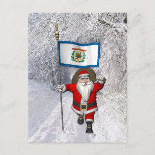 Postal Festiva Santa Claus Con El Destino De Virginia Occidental