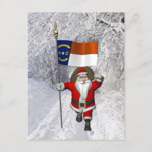 Postal Festiva Santa Claus Con El Diseño De Carolina Del Norte
