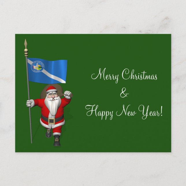 Postal Festiva Santa Claus Con El Diseño De Las Vegas (Anverso)