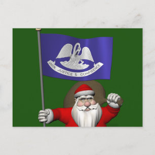 Postal Festiva Santa Claus Con El Diseño De Luisiana