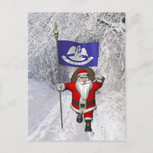 Postal Festiva Santa Claus Con El Diseño De Luisiana