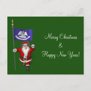 Postal Festiva Santa Claus Con El Diseño De Luisiana