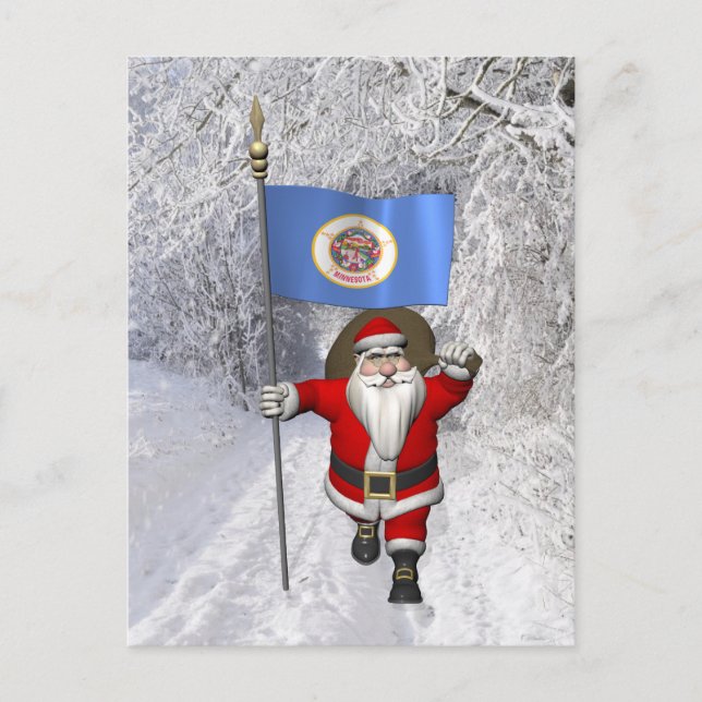 Postal Festiva Santa Claus Con El Diseño De Minnesota (Anverso)