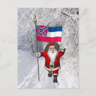 Postal Festiva Santa Claus Con El Encargado De Mississippi