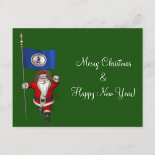 Postal Festiva Santa Claus Con El Encargado De Virginia