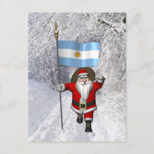 Postal Festiva Santa Claus Con El Fin De Argentina