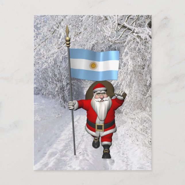 Postal Festiva Santa Claus Con El Fin De Argentina (Anverso)