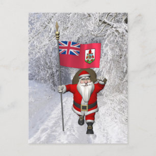 Postal Festiva Santa Claus Con El Fin De Bermudas