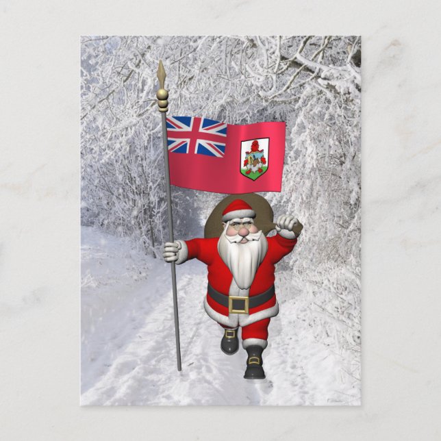 Postal Festiva Santa Claus Con El Fin De Bermudas (Anverso)