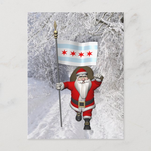 Postal Festiva Santa Claus Con El Fin De Chicago (Anverso)