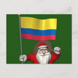 Postal Festiva Santa Claus Con El Fin De Colombia