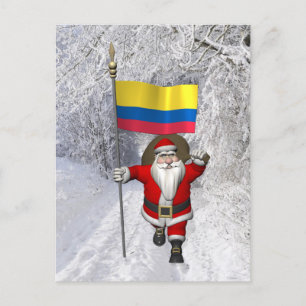 Postal Festiva Santa Claus Con El Fin De Colombia