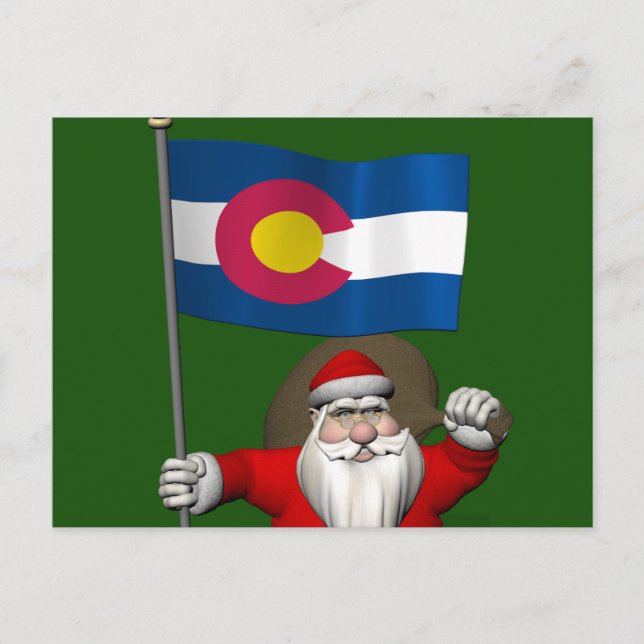 Postal Festiva Santa Claus Con El Fin De Colorado (Anverso)