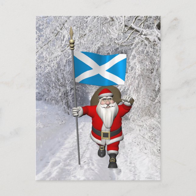 Postal Festiva Santa Claus Con El Fin De Escocia (Anverso)