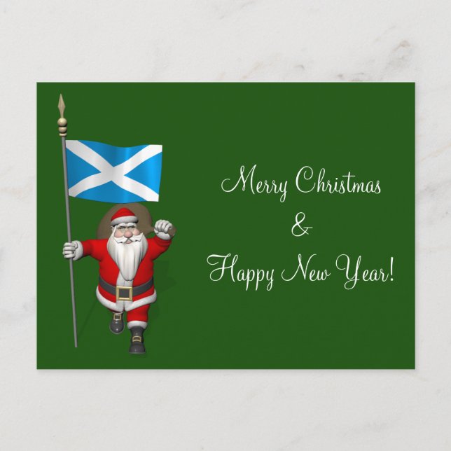 Postal Festiva Santa Claus Con El Fin De Escocia (Anverso)