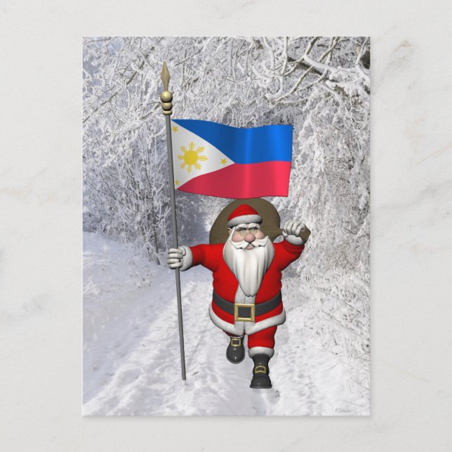 Postal Festiva Santa Claus Con El Fin De Filipinas (Anverso)