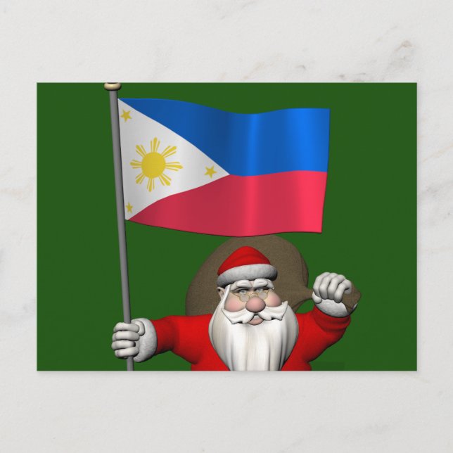 Postal Festiva Santa Claus Con El Fin De Filipinas (Anverso)