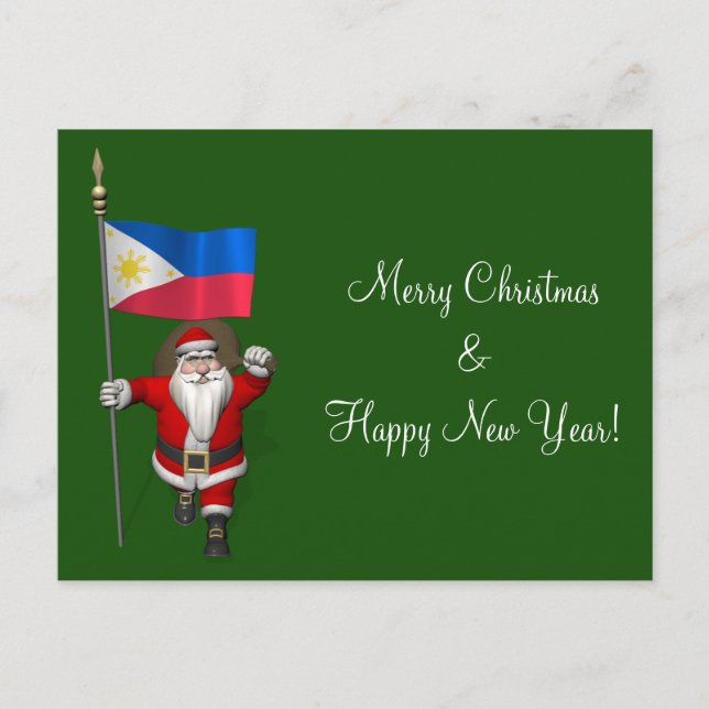 Postal Festiva Santa Claus Con El Fin De Filipinas (Anverso)