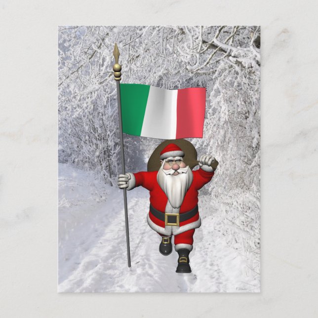 Postal Festiva Santa Claus Con El Fin De Italia (Anverso)