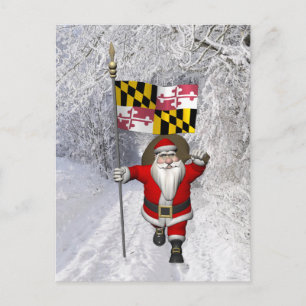 Postal Festiva Santa Claus Con El Fin De Maryland