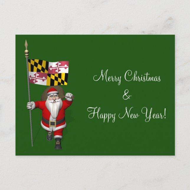 Postal Festiva Santa Claus Con El Fin De Maryland (Anverso)