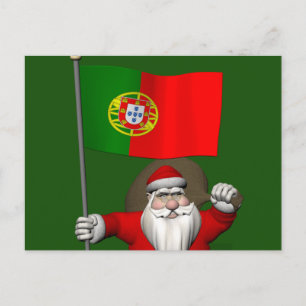 Postal Festiva Santa Claus Con El Fin De Portugal