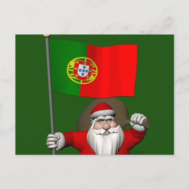 Postal Festiva Santa Claus Con El Fin De Portugal (Anverso)