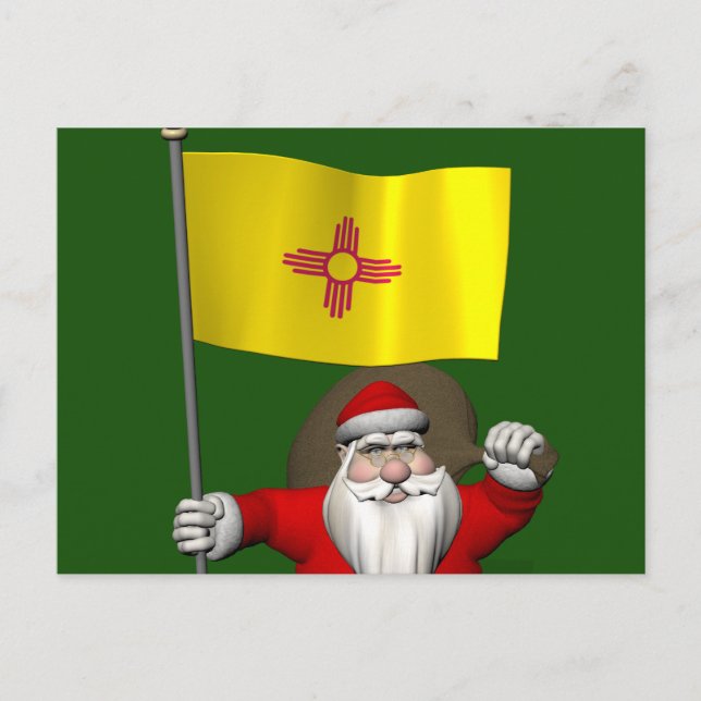 Postal Festiva Santa Claus Con El Fin Del Nuevo México (Anverso)