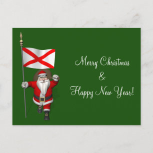 Postal Festiva Santa Claus Con El Firme De Alabama