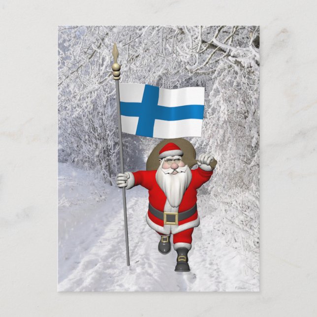 Postal Festiva Santa Claus Con El Firme De Finlandia