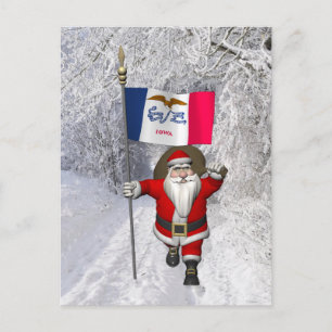 Postal Festiva Santa Claus Con El Firme De Iowa