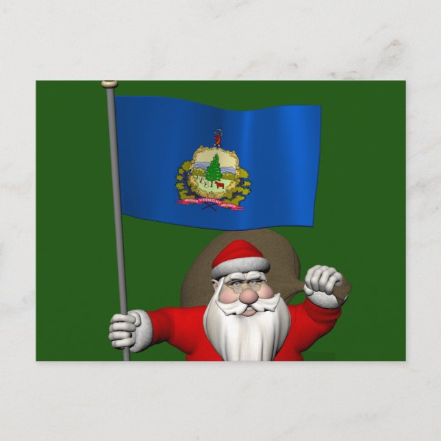 Postal Festiva Santa Claus Con El Firme De Vermont (Anverso)