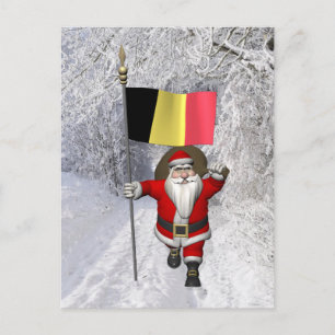Postal Festiva Santa Claus Con Fines De Bélgica