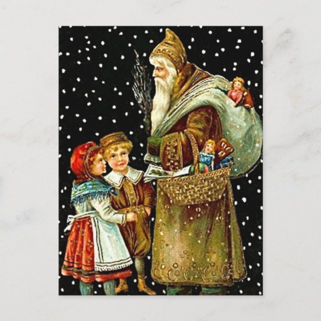 Postal Festiva Santa Claus con niños (Anverso)