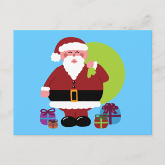 Postal Festiva Santa Claus con regalos