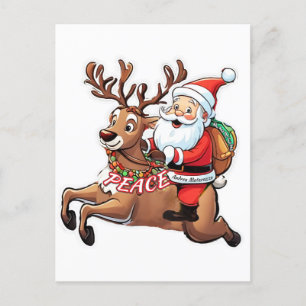 Postal Festiva Santa Claus con regalos de paz
