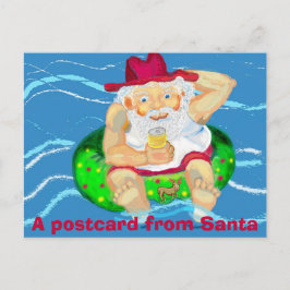 Postal Festiva Santa Claus de vacaciones