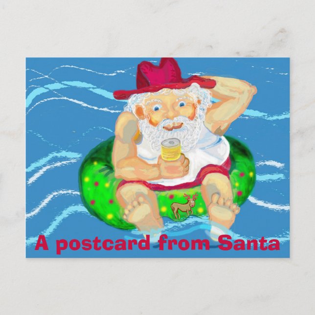 Postal Festiva Santa Claus de vacaciones (Anverso)