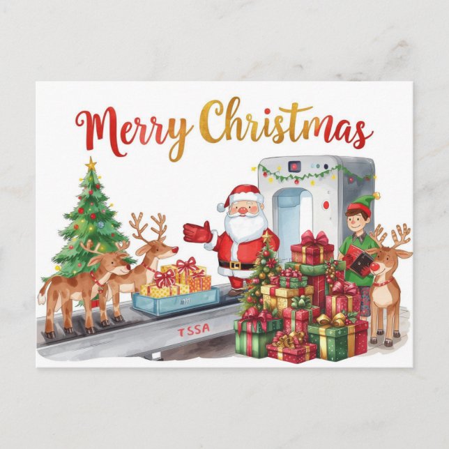 Postal Festiva Santa Claus en el aeropuerto (Anverso)