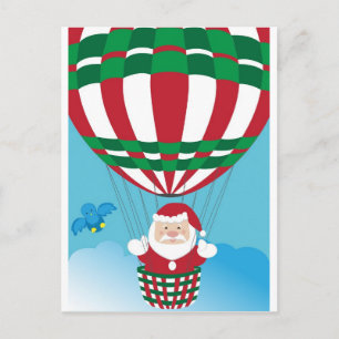 Postal Festiva Santa Claus en globo aerostático