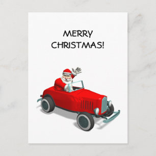 Postal Festiva Santa Claus En Hot Rod