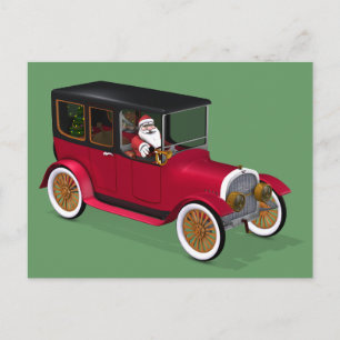 Postal Festiva Santa Claus En Hot Rod
