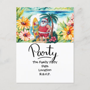 Postal Festiva SANTA CLAUS en la playa de Hawaii para Navidades
