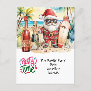 Postal Festiva SANTA CLAUS en la playa de Hawaii para Navidades