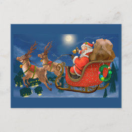 Postal Festiva Santa Claus en Navidades de Sleigh