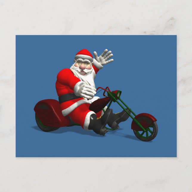 Postal Festiva Santa Claus En Trike (Anverso)