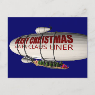 Postal Festiva Santa Claus En Zeppelin