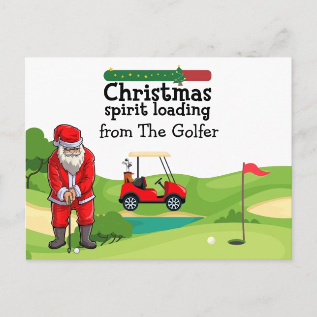 Postal Festiva Santa Claus está cargando Navidades de golf (Anverso)