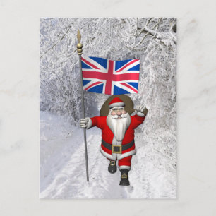 Postal Festiva Santa Claus festivo con bandera del Reino Unido